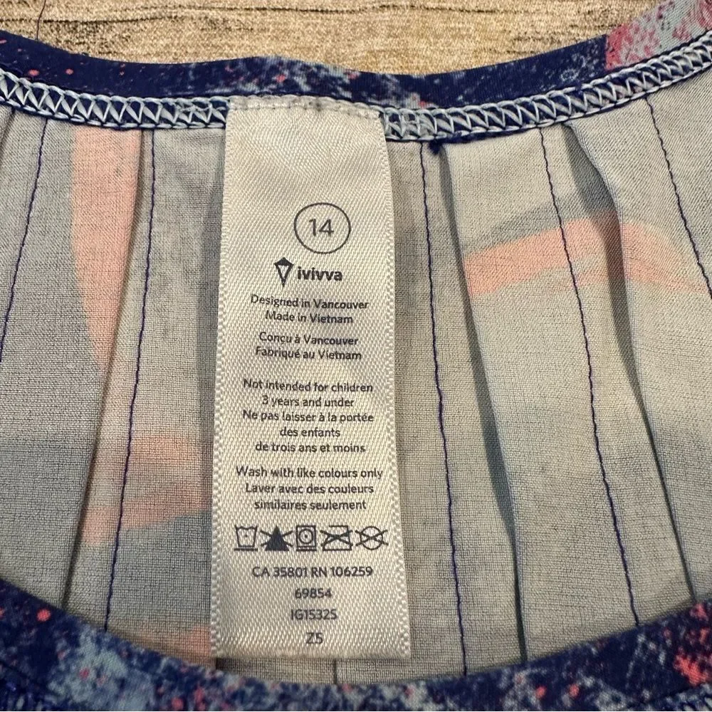 Ivivva Blue and Pink A-Line Tank Top Size 14